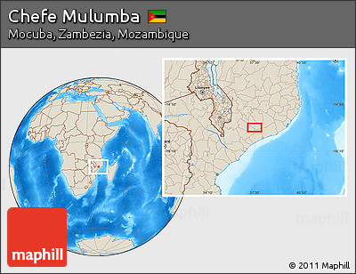 Shaded Relief Location Map of Chefe Mulumba