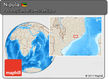 Shaded Relief Location Map of Nipula
