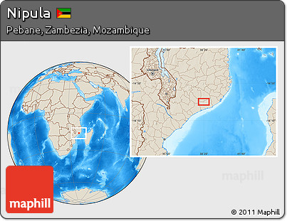 Shaded Relief Location Map of Nipula