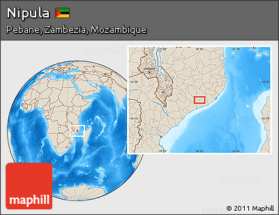 Shaded Relief Location Map of Nipula
