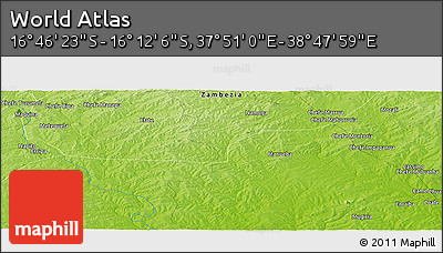 Physical Panoramic Map of the Area around 16° 29' 14" S, 38° 19' 30" E