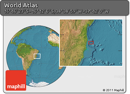 Satellite Location Map of the Area around 16° 29' 14" S, 38° 10' 29" W