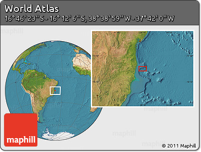 Satellite Location Map of the Area around 16° 29' 14" S, 38° 10' 29" W