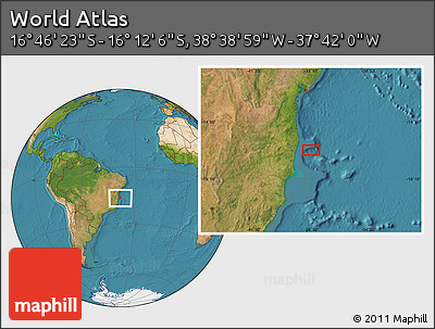 Satellite Location Map of the Area around 16° 29' 14" S, 38° 10' 29" W