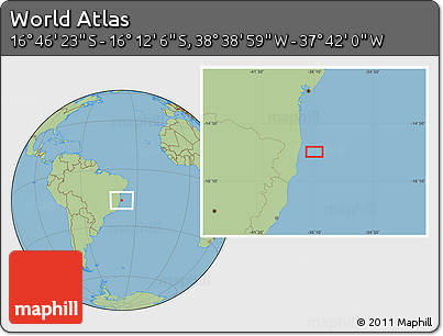 Savanna Style Location Map of the Area around 16° 29' 14" S, 38° 10' 29" W