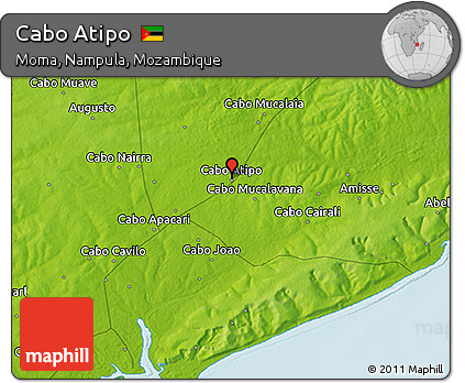 Physical 3D Map of Cabo Atipo