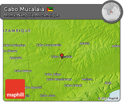Physical 3D Map of Cabo Mucalaia