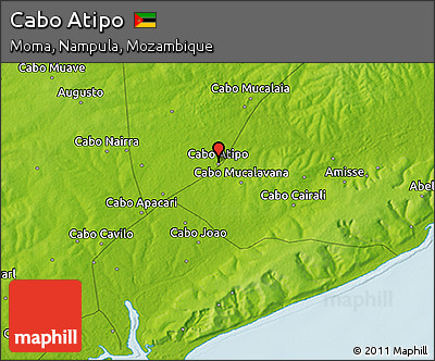 Physical 3D Map of Cabo Atipo