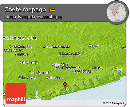 Physical Panoramic Map of Chefe Mepago