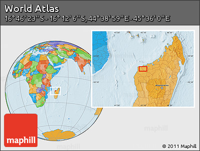 Political Location Map of the Area around 16° 29' 14" S, 45° 7' 30" E