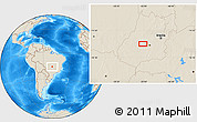 Shaded Relief Location Map of the area around 16° 29' 14" S, 50° 4' 30" W