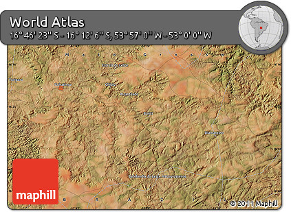 Satellite Map of the Area around 16° 29' 14" S, 53° 28' 30" W