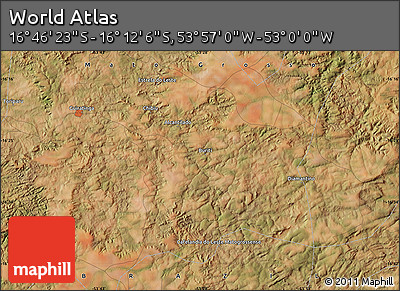 Satellite Map of the Area around 16° 29' 14" S, 53° 28' 30" W