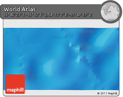 Physical 3D Map of the Area around 16° 29' 14" S, 55° 19' 30" E