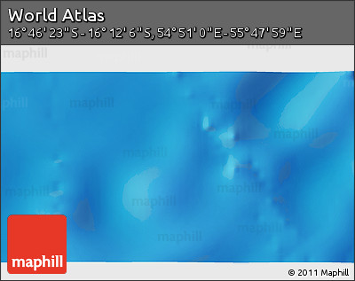 Physical 3D Map of the Area around 16° 29' 14" S, 55° 19' 30" E