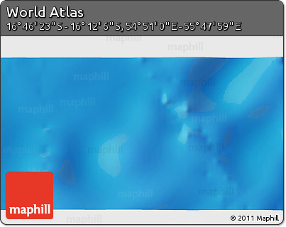 Physical 3D Map of the Area around 16° 29' 14" S, 55° 19' 30" E