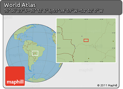 Savanna Style Location Map of the Area around 16° 29' 14" S, 55° 10' 29" W