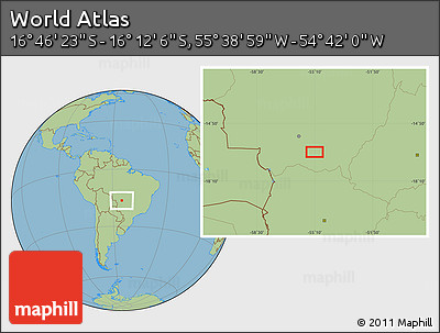 Savanna Style Location Map of the Area around 16° 29' 14" S, 55° 10' 29" W