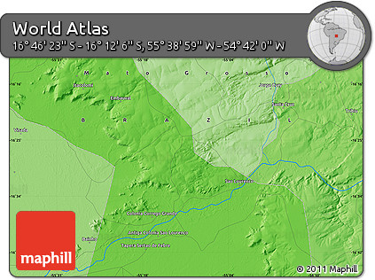 Political Map of the Area around 16° 29' 14" S, 55° 10' 29" W