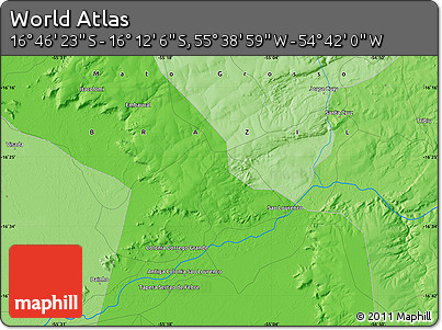 Political Map of the Area around 16° 29' 14" S, 55° 10' 29" W