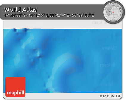 Physical 3D Map of the Area around 16° 29' 14" S, 56° 10' 29" E