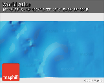 Physical 3D Map of the Area around 16° 29' 14" S, 56° 10' 29" E