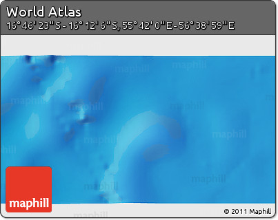 Physical 3D Map of the Area around 16° 29' 14" S, 56° 10' 29" E