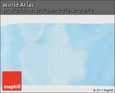 Physical 3D Map of the Area around 16° 29' 14" S, 59° 34' 30" E