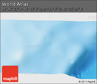 Physical 3D Map of the Area around 16° 29' 14" S, 60° 25' 29" E