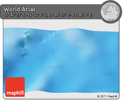 Physical 3D Map of the Area around 16° 29' 14" S, 61° 16' 29" E