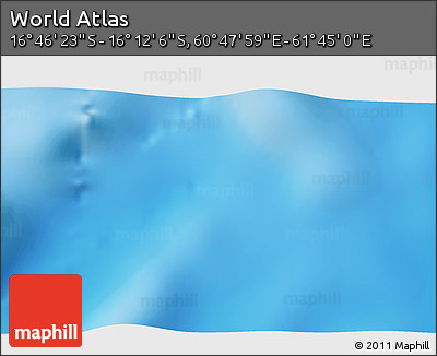 Physical 3D Map of the Area around 16° 29' 14" S, 61° 16' 29" E