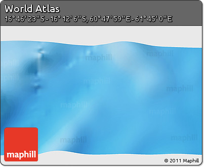 Physical 3D Map of the Area around 16° 29' 14" S, 61° 16' 29" E