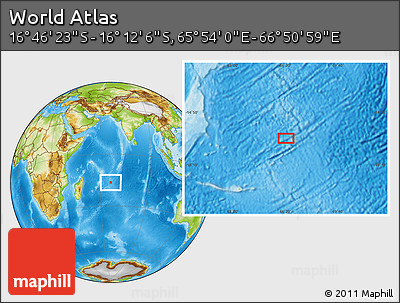 Physical Location Map of the Area around 16° 29' 14" S, 66° 22' 30" E