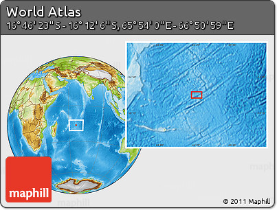 Physical Location Map of the Area around 16° 29' 14" S, 66° 22' 30" E