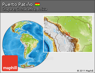 Physical Location Map of Puerto Patiño