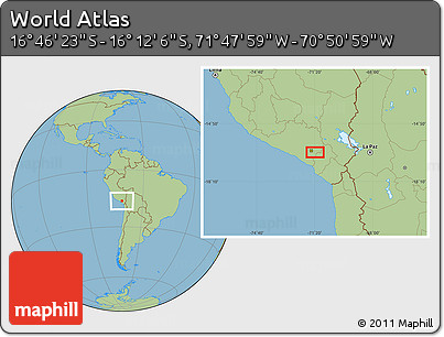 Savanna Style Location Map of the Area around 16° 29' 14" S, 71° 19' 29" W