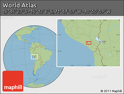 Savanna Style Location Map of the Area around 16° 29' 14" S, 71° 19' 29" W