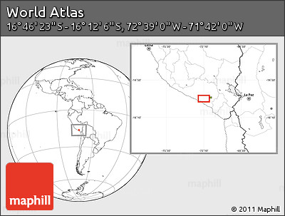 Blank Location Map of the Area around 16° 29' 14" S, 72° 10' 30" W