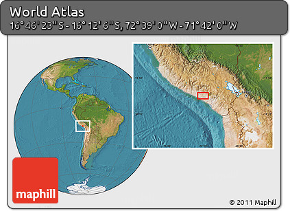 Satellite Location Map of the Area around 16° 29' 14" S, 72° 10' 30" W