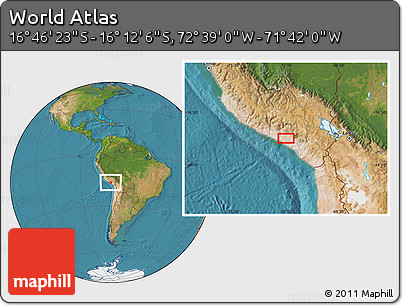 Satellite Location Map of the Area around 16° 29' 14" S, 72° 10' 30" W