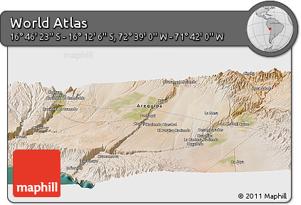 Satellite Panoramic Map of the Area around 16° 29' 14" S, 72° 10' 30" W