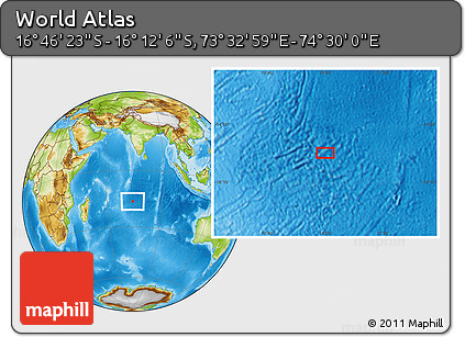 Physical Location Map of the Area around 16° 29' 14" S, 74° 1' 30" E