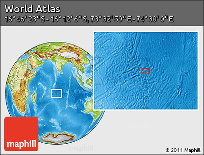 Physical Location Map of the Area around 16° 29' 14" S, 74° 1' 30" E