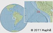 Savanna Style Location Map of the area around 16° 29' 14" S, 75° 34' 29" W, hill shading