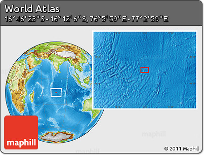 Physical Location Map of the Area around 16° 29' 14" S, 76° 34' 29" E