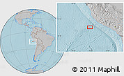 Gray Location Map of the area around 16° 29' 14" S, 76° 25' 30" W, hill shading