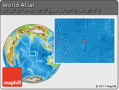 Physical Location Map of the Area around 16° 29' 14" S, 78° 16' 30" E