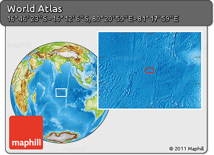 Physical Location Map of the Area around 16° 29' 14" S, 80° 49' 29" E