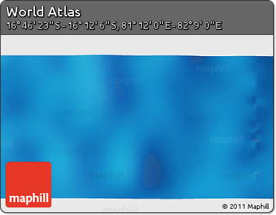 Physical 3D Map of the Area around 16° 29' 14" S, 81° 40' 30" E