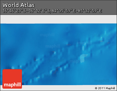 Physical 3D Map of the Area around 16° 29' 14" S, 85° 4' 29" E